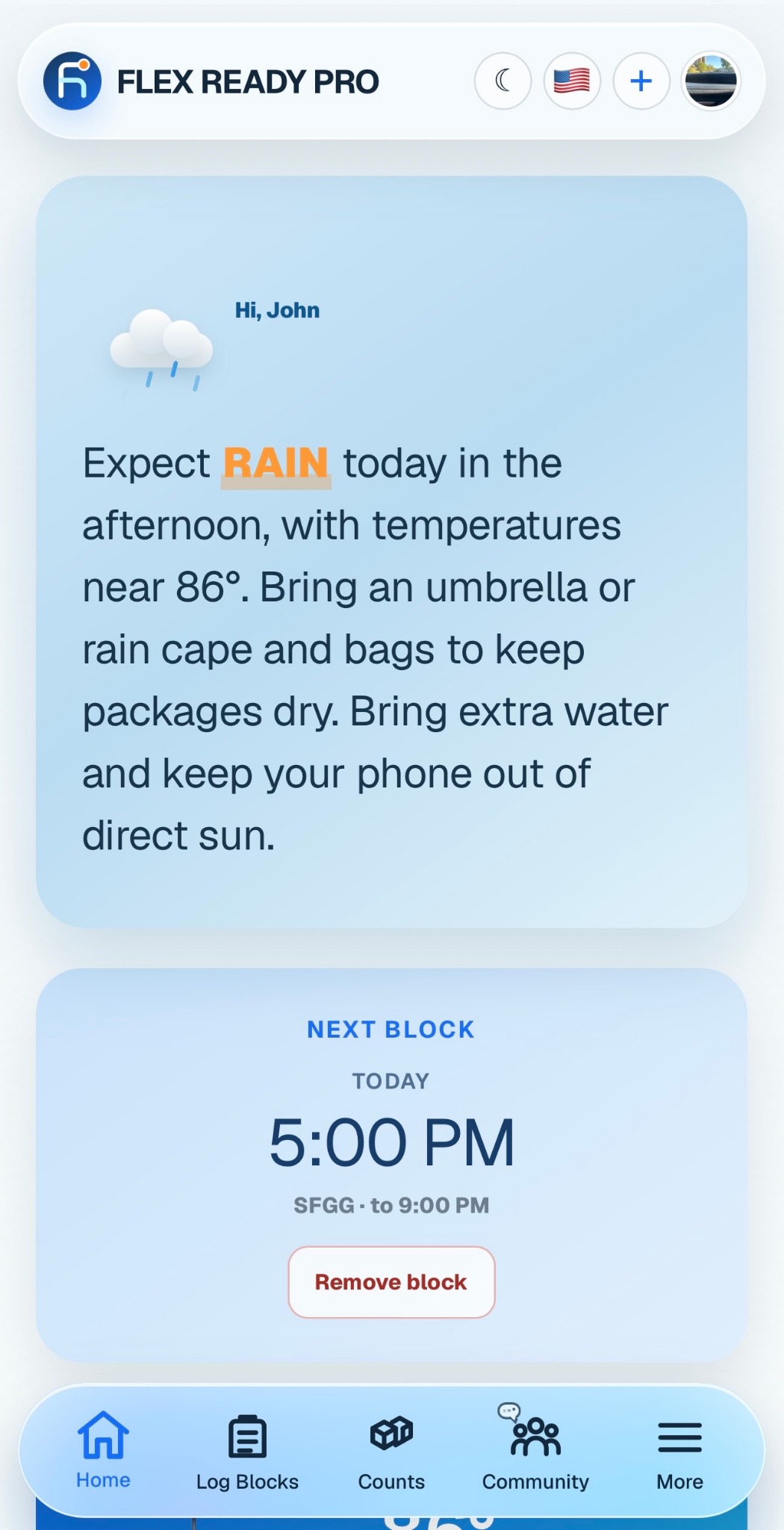 Weather and next block